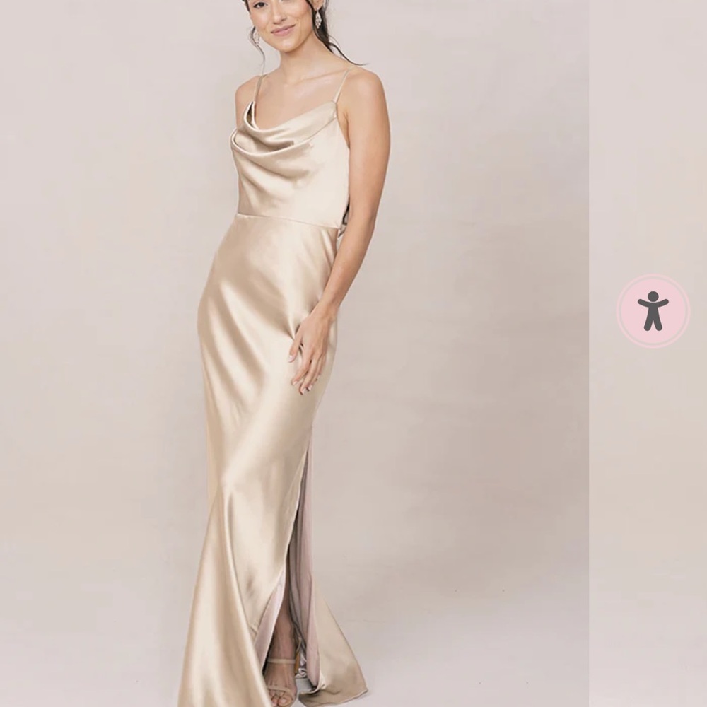 Revelry Nadia Satin Dress Gold Champagne
